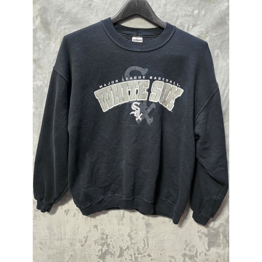White Sox Sweatshirt Adult Large Black Gray Lettering Crewneck MLB Baseball